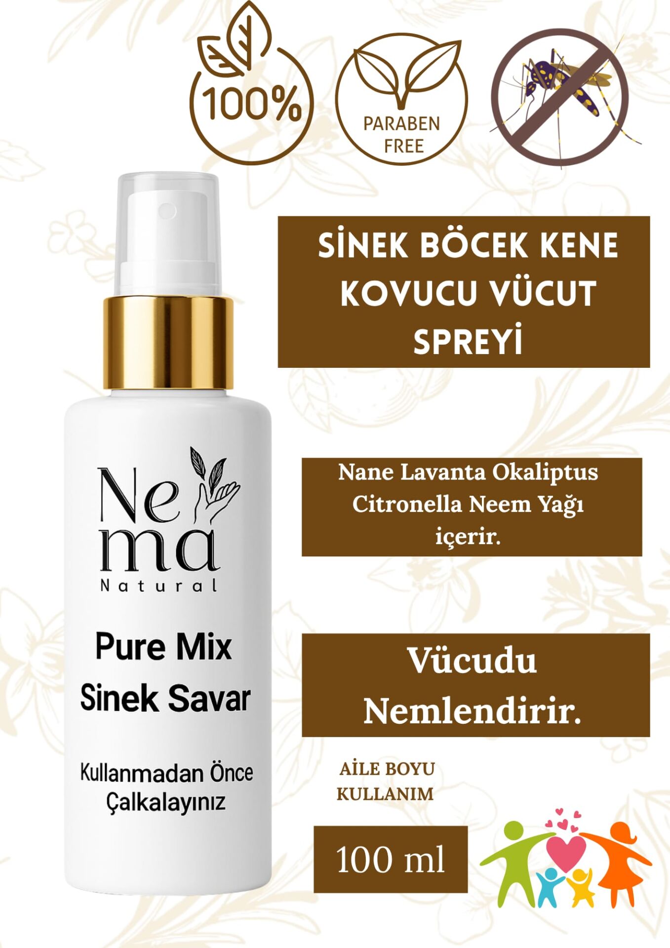 PURE - MİX SİNEK BÖCEK SAVAR VÜCUT SPREYİ